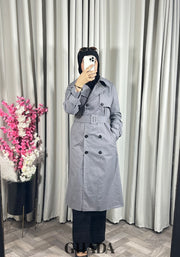 Trench-coat long en gris