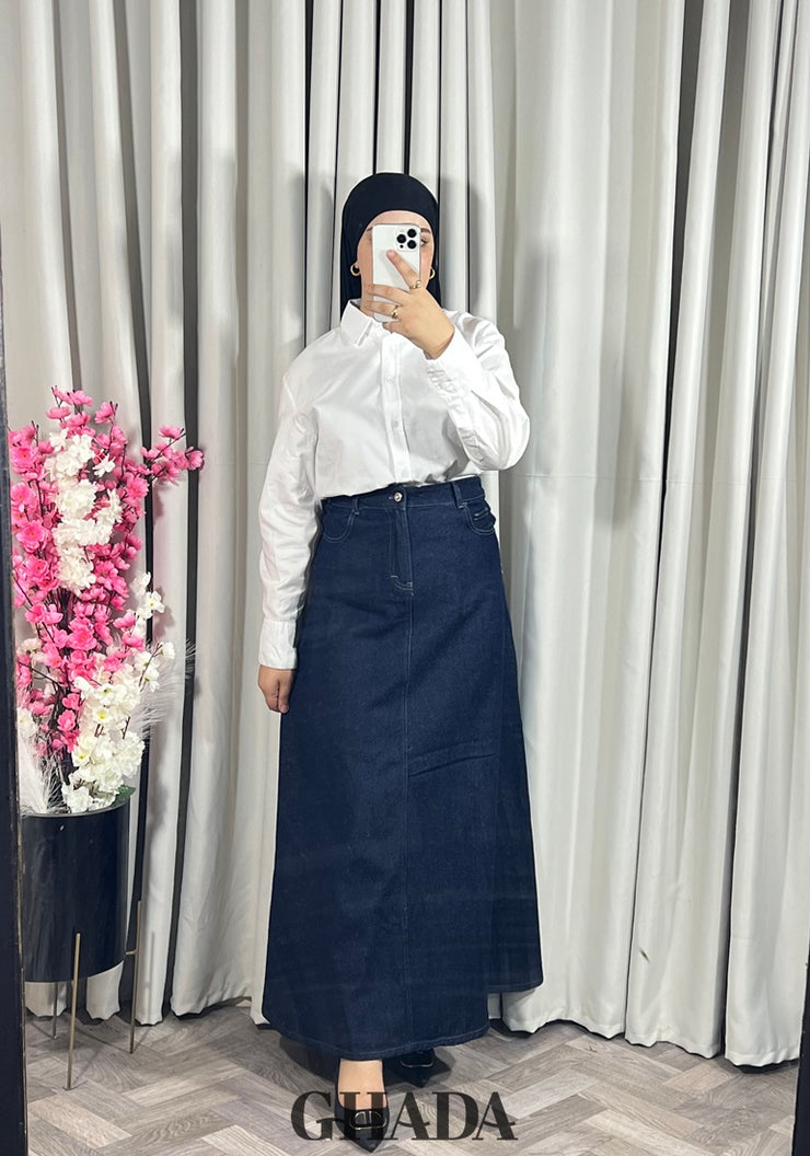 Jupe longue en denim foncé