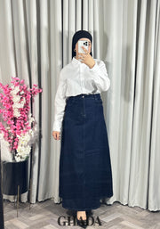Jupe longue en denim foncé