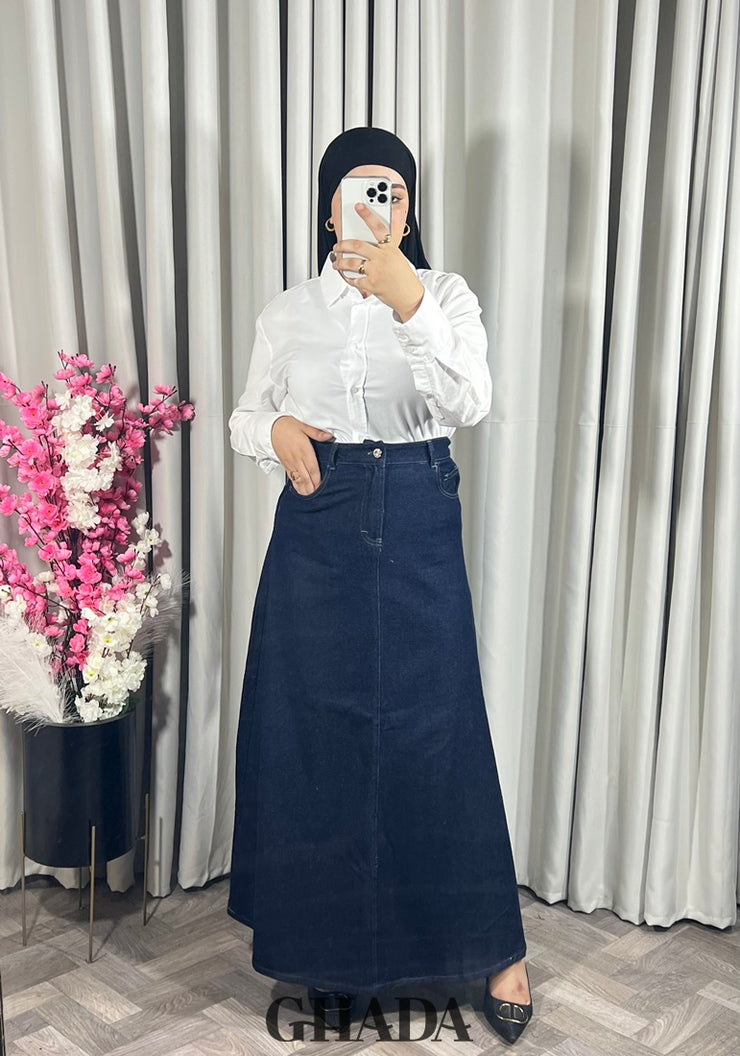 Jupe longue en denim foncé