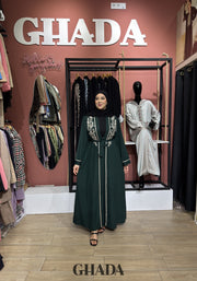 Abaya verte avec broderie