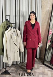 Veste longue en bordeaux