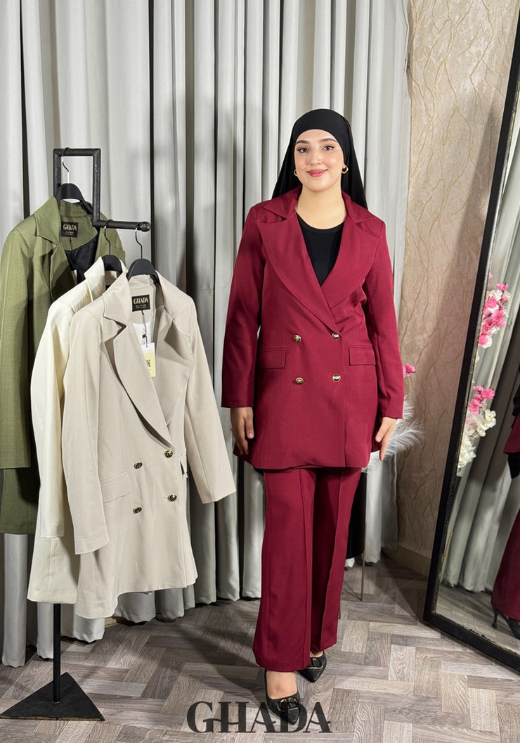 Veste longue en bordeaux