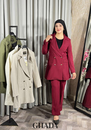 Veste longue en bordeaux