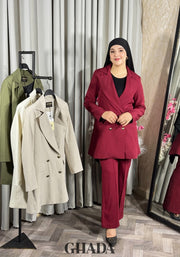 Veste longue en bordeaux