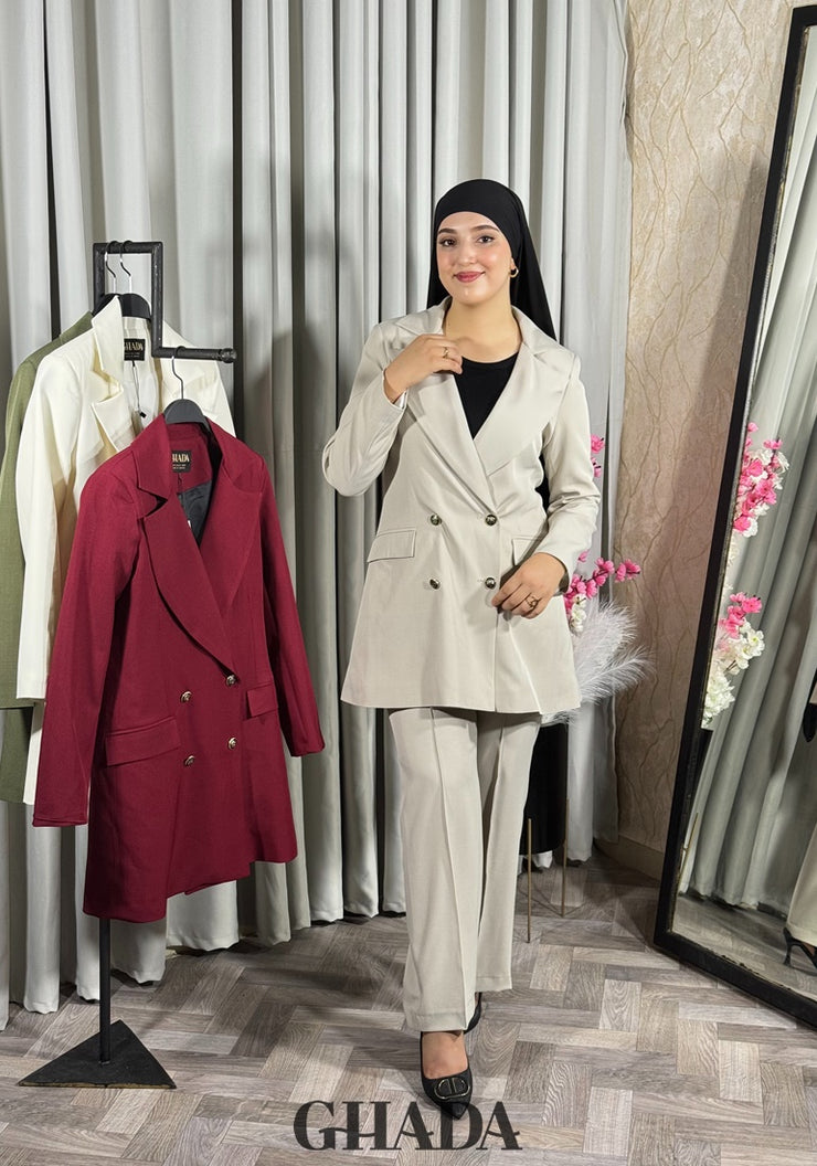 Veste longue en beige