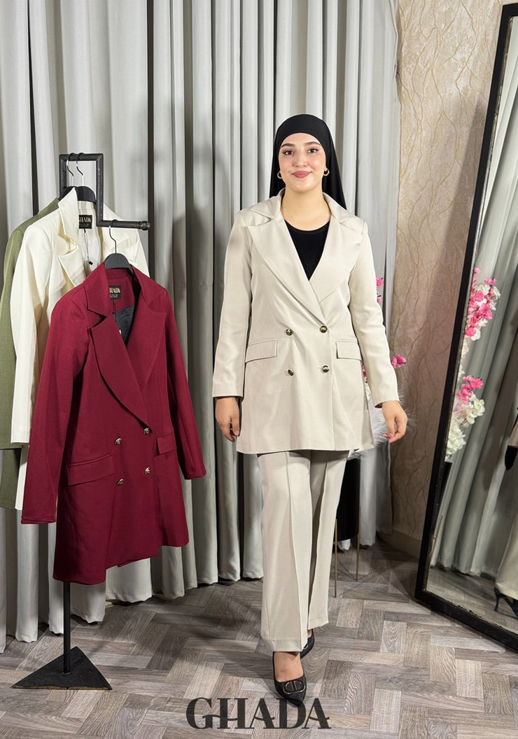 Veste longue en beige