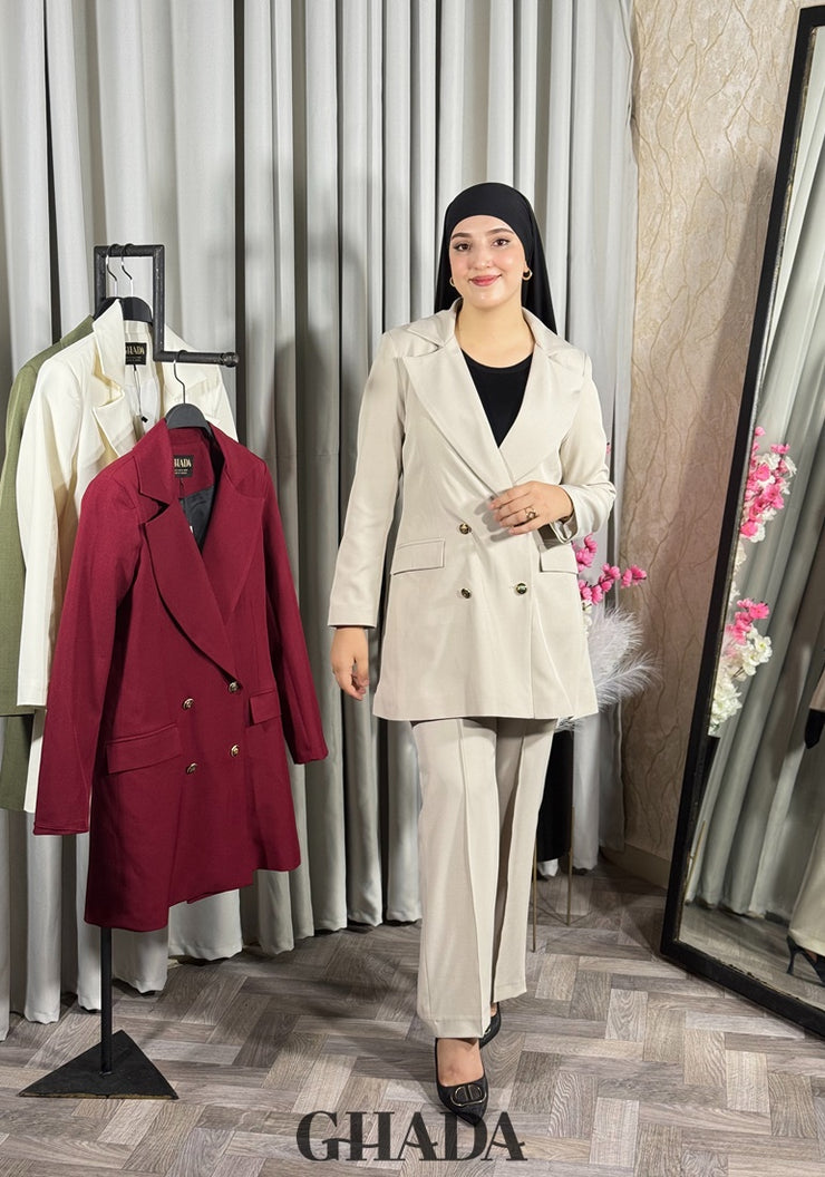 Veste longue en beige