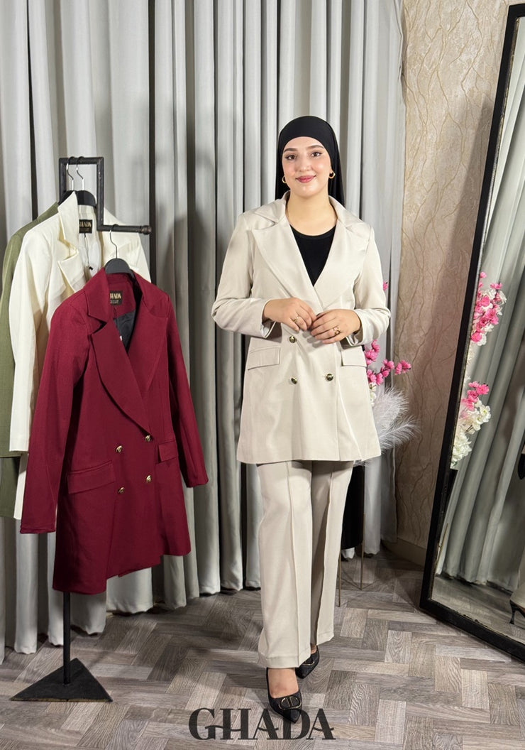 Veste longue en beige