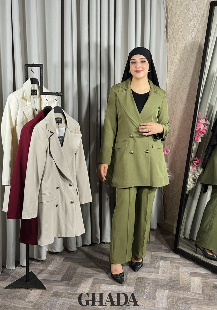 Veste longue en vert kaki