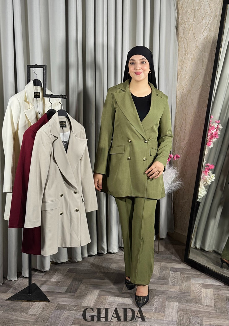 Veste longue en vert kaki