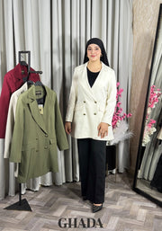 Veste longue en blanc