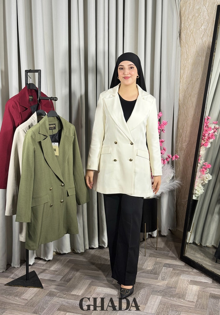 Veste longue en blanc