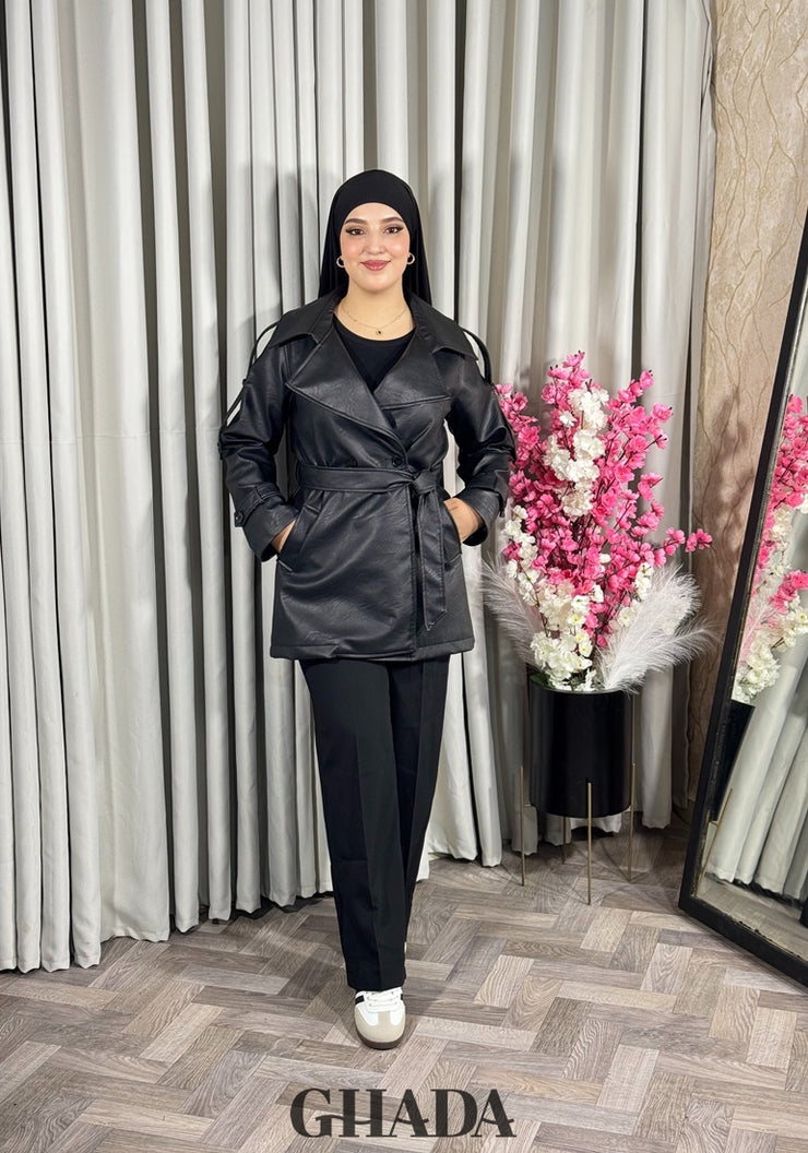 Trench-coat en simili cuir