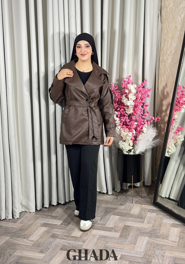 Trench-coat en simili cuir