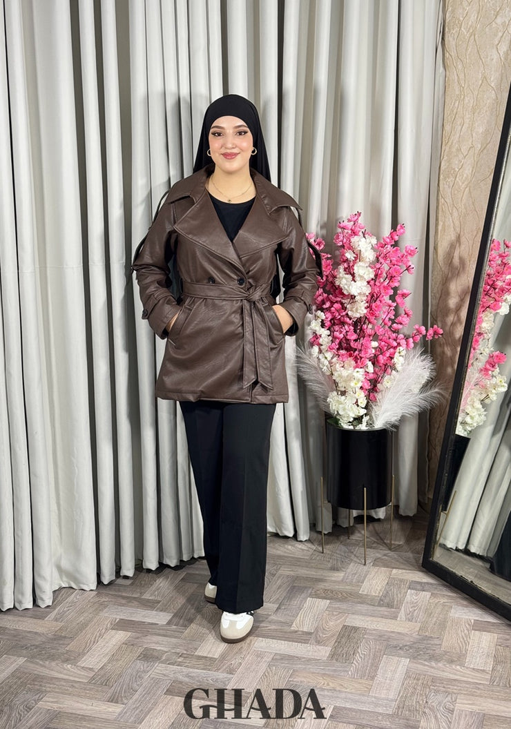 Trench-coat en simili cuir