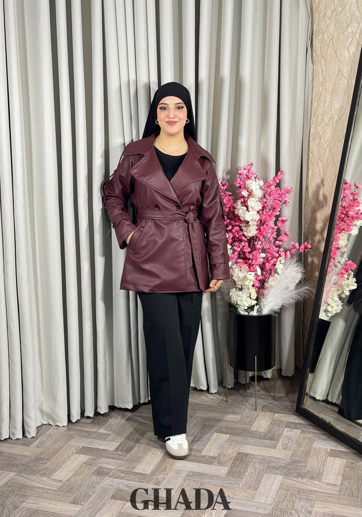 Trench-coat en simili cuir