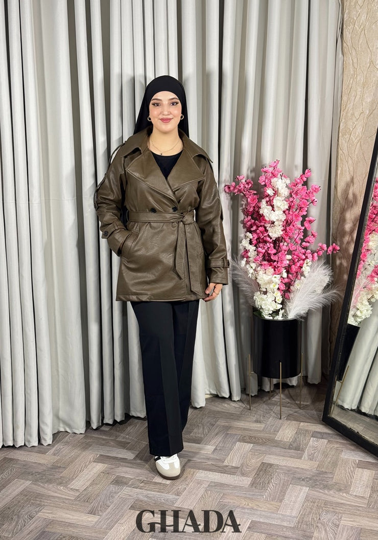 Trench-coat en simili cuir