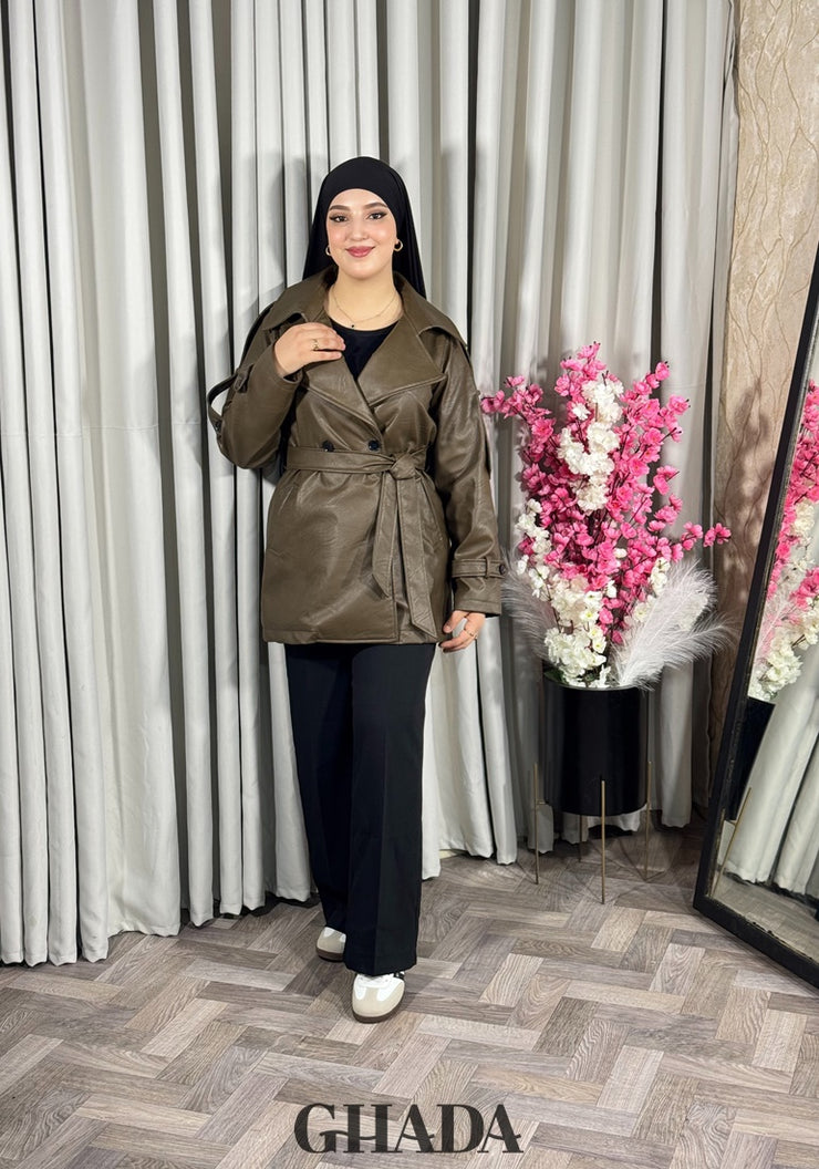 Trench-coat en simili cuir