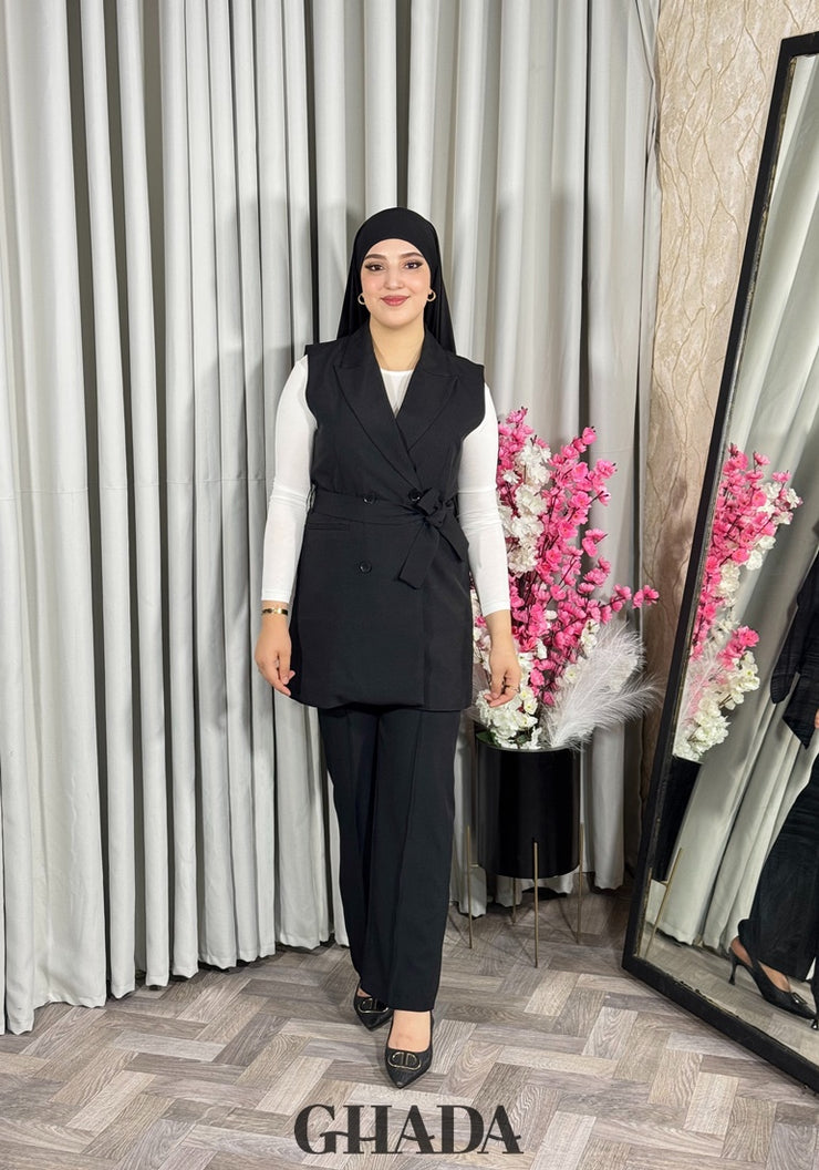 Ensemble gilet et pantalon en noir