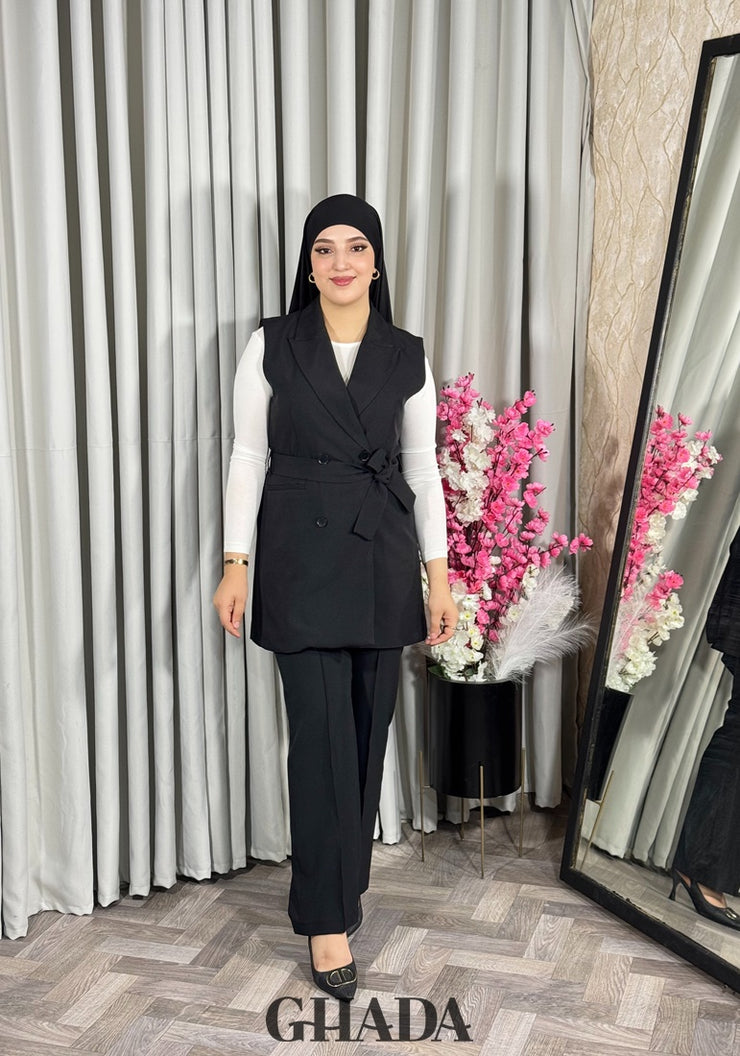 Ensemble gilet et pantalon en noir