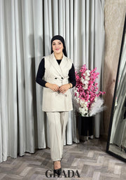 Ensemble gilet et pantalon en beige