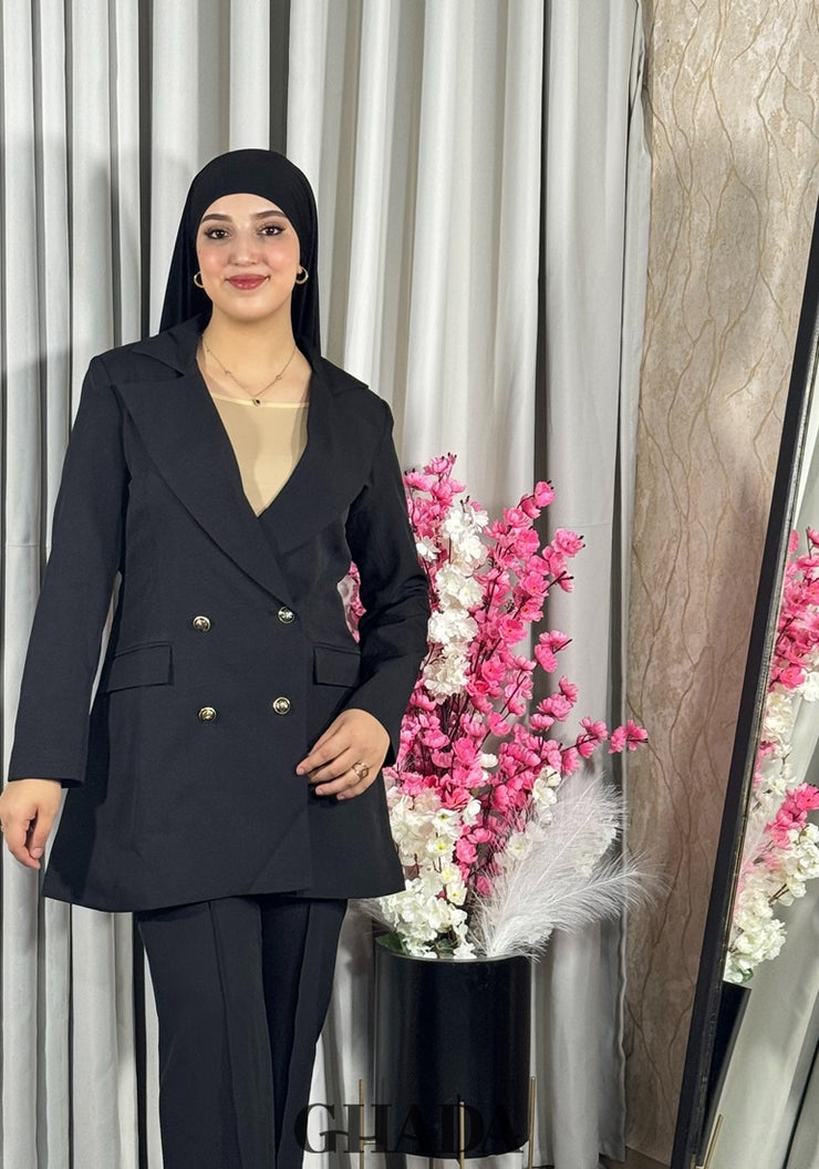 Veste longue en noir
