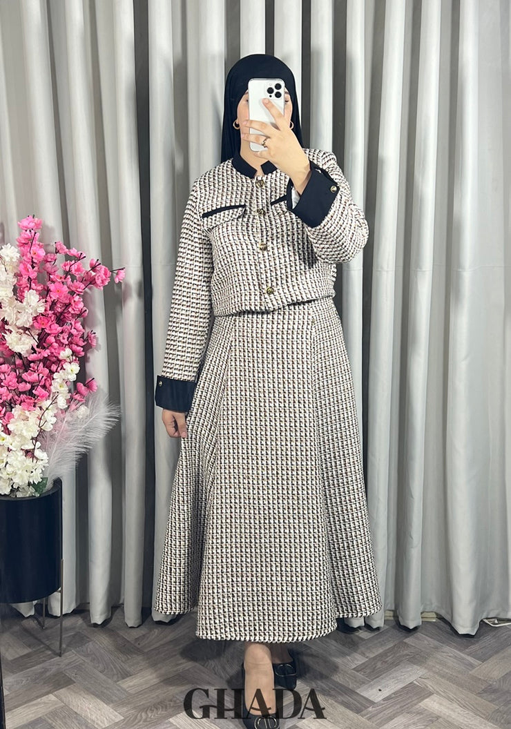 Ensemble veste et jupe en tweed