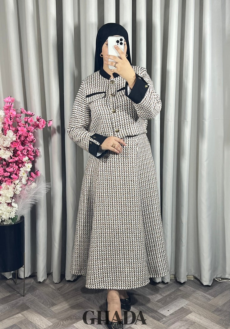 Ensemble veste et jupe en tweed