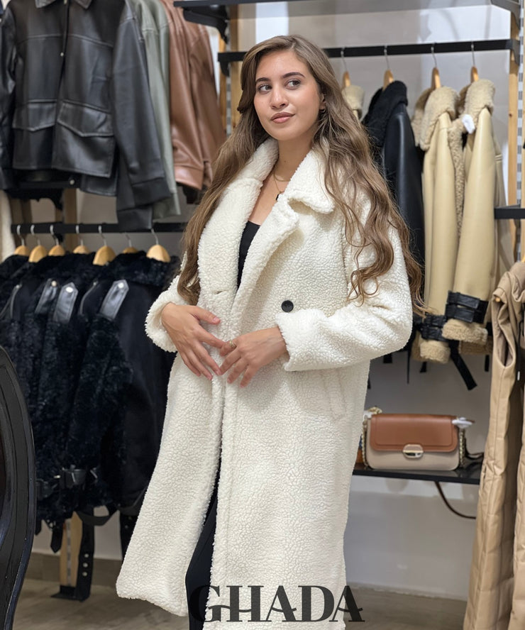 Manteau blanc effet mouton