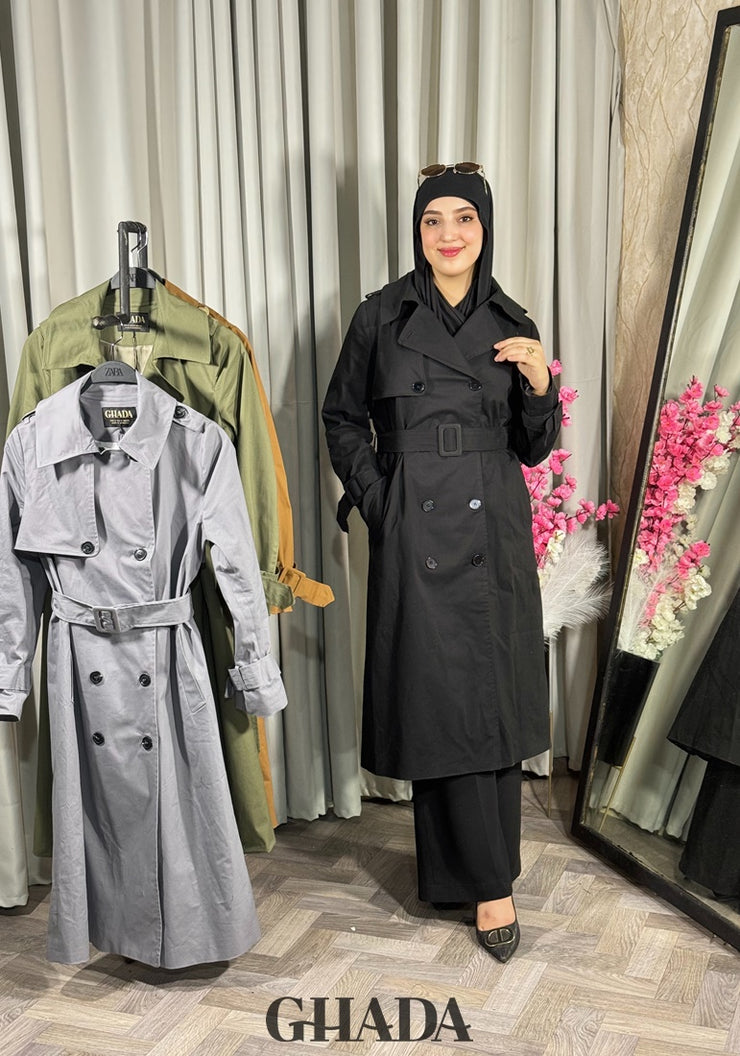 Trench-coat long en noir
