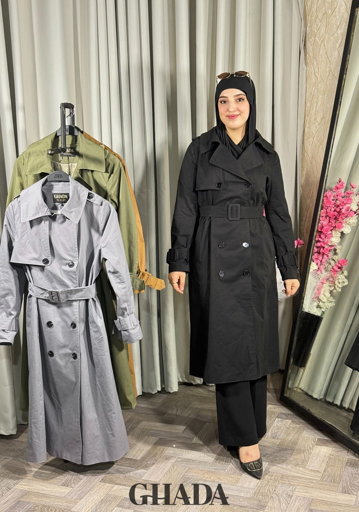 Trench-coat long en noir