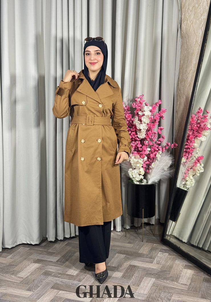 Trench-coat long en camel