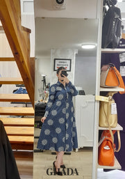 Robe en denim brodée