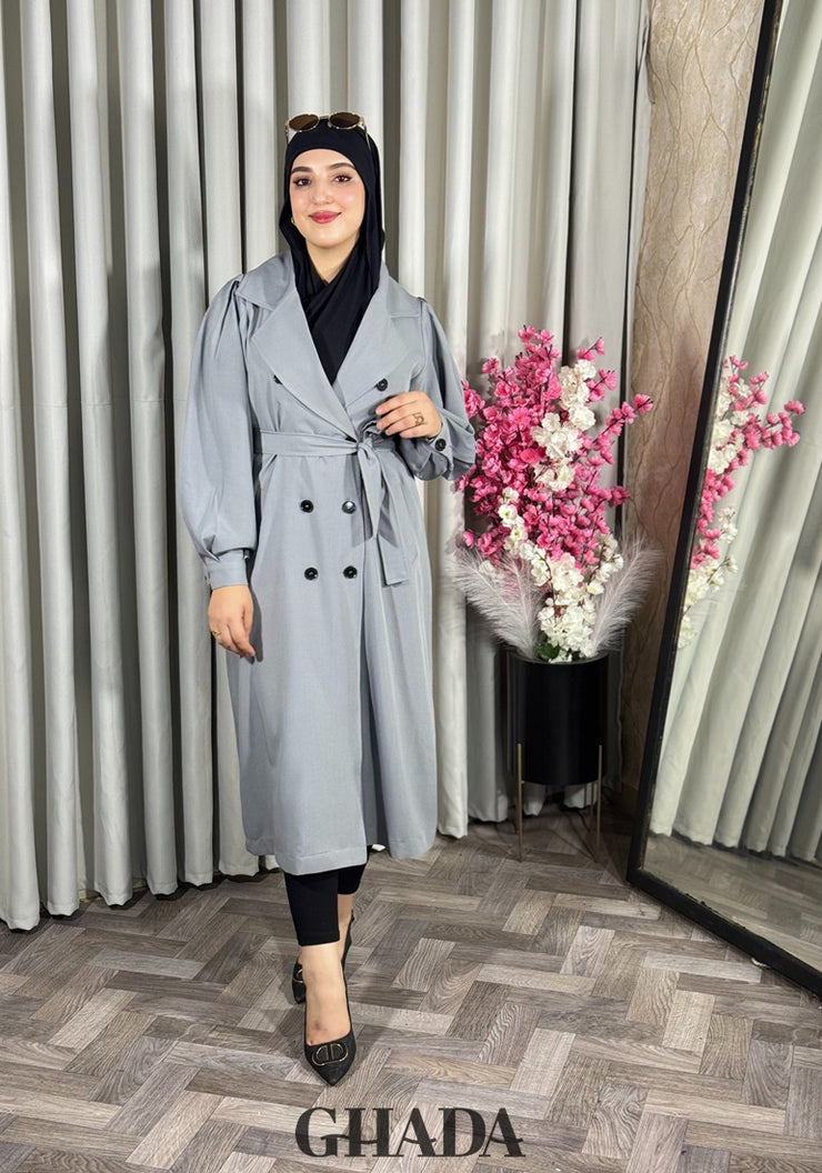 Trench-coat oversize en gris