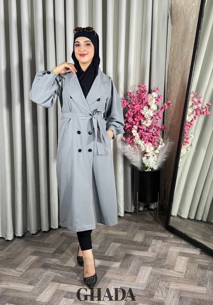 Trench-coat oversize en gris