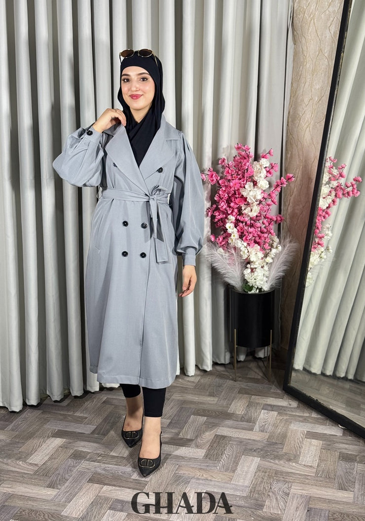 Trench-coat oversize en gris