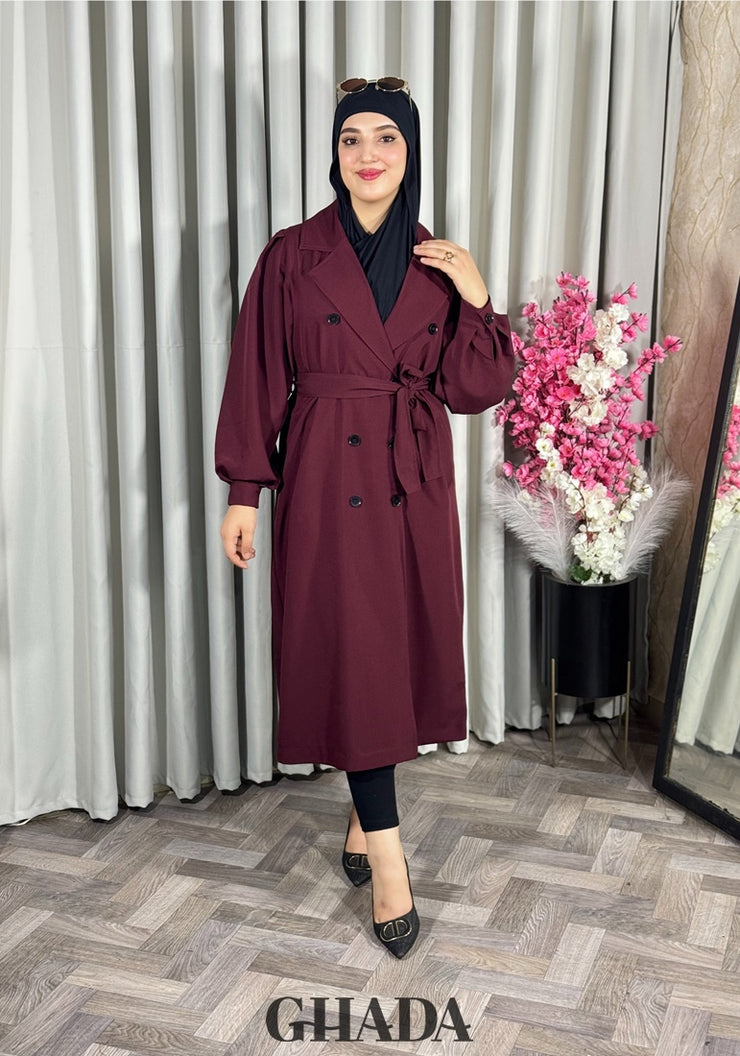 Trench-coat oversize en Bordeaux