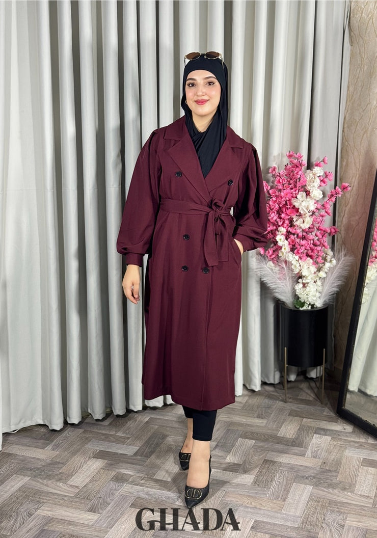 Trench-coat oversize en Bordeaux
