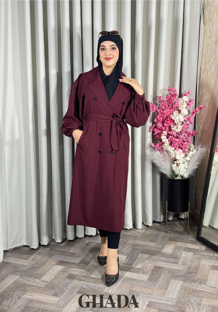 Trench-coat oversize en Bordeaux