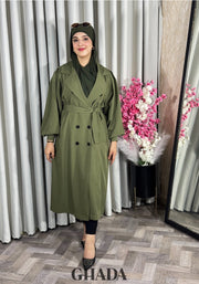 Trench-coat oversize en vert kaki