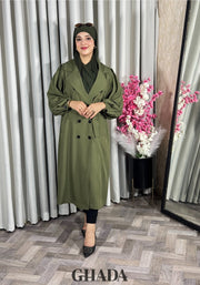 Trench-coat oversize en vert kaki