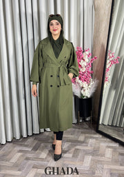 Trench-coat oversize en vert kaki