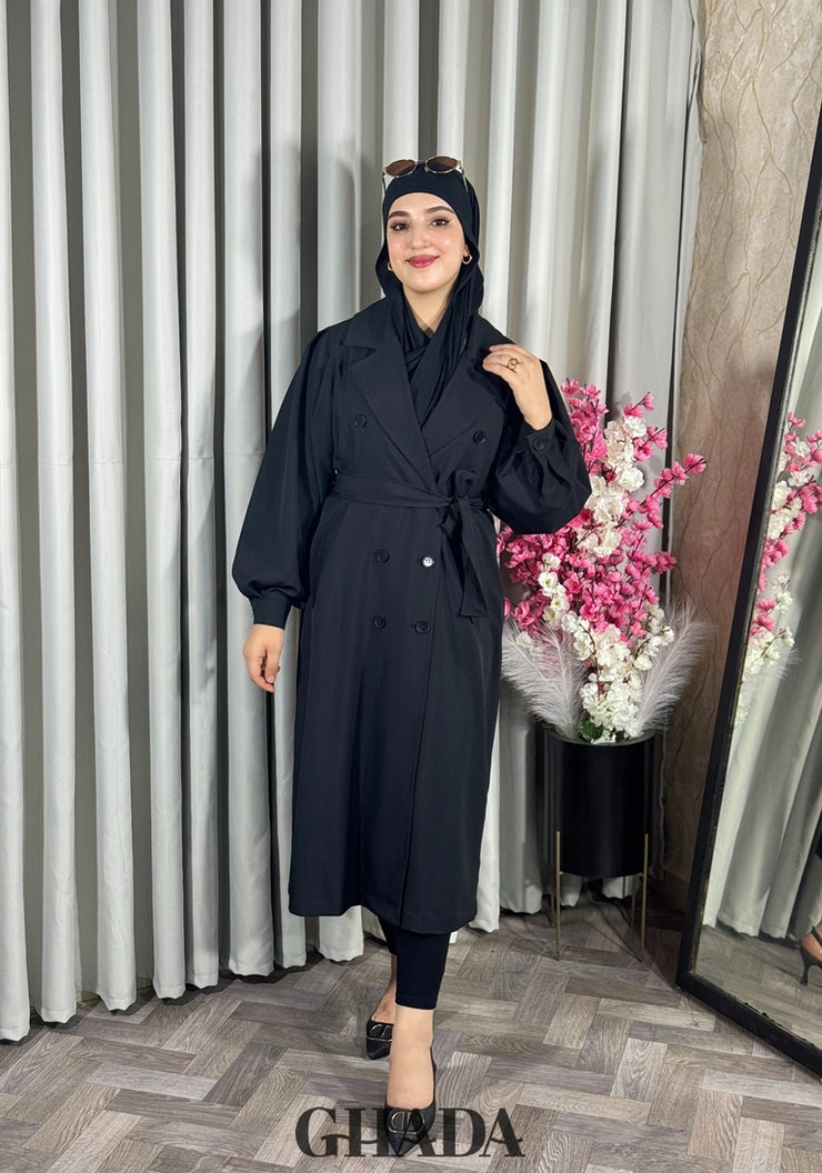 Trench-coat oversize en noir