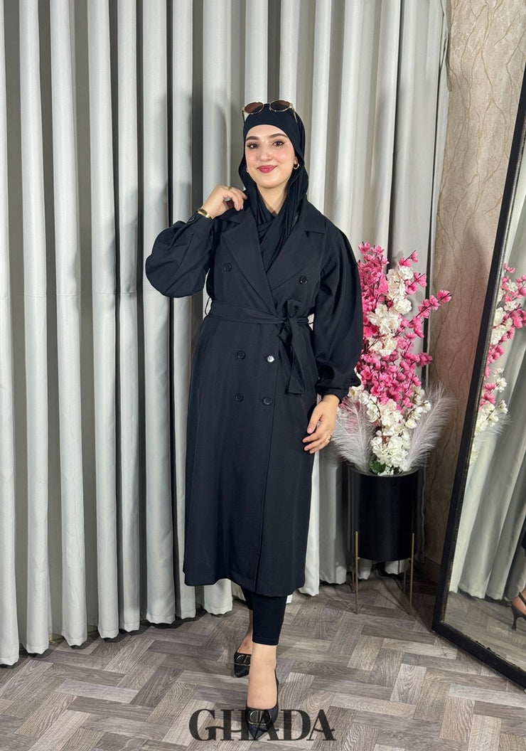 Trench-coat oversize en noir