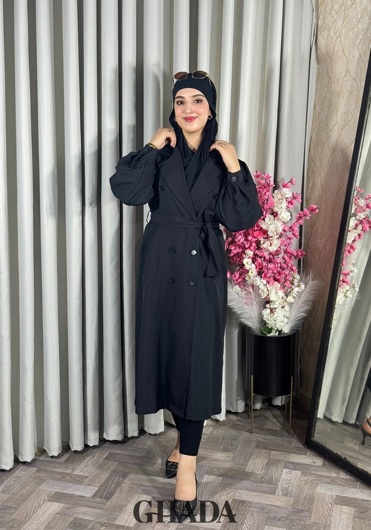 Trench-coat oversize en noir