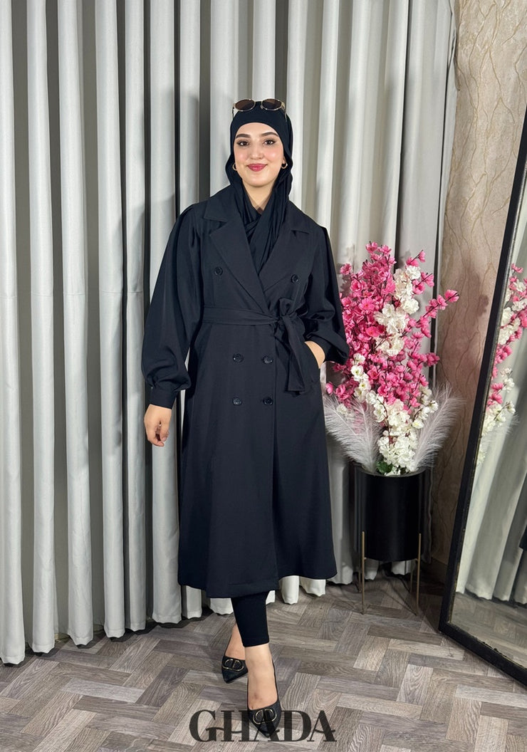 Trench-coat oversize en noir