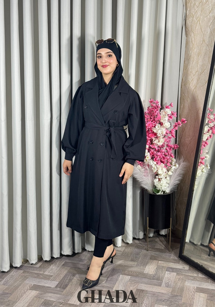 Trench-coat oversize en noir