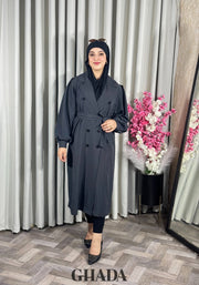 Trench-coat oversize en gris foncé