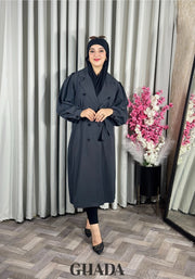 Trench-coat oversize en gris foncé